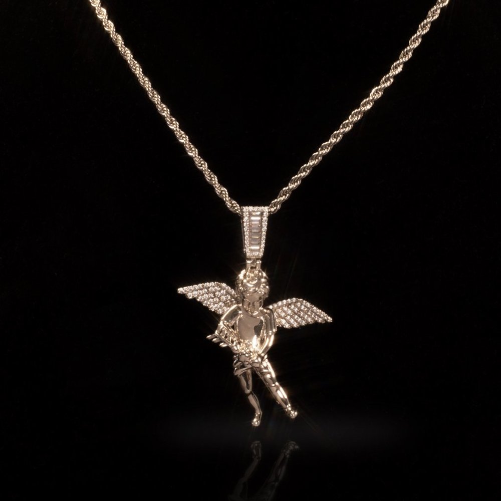 Silver angel pendant with silver chain